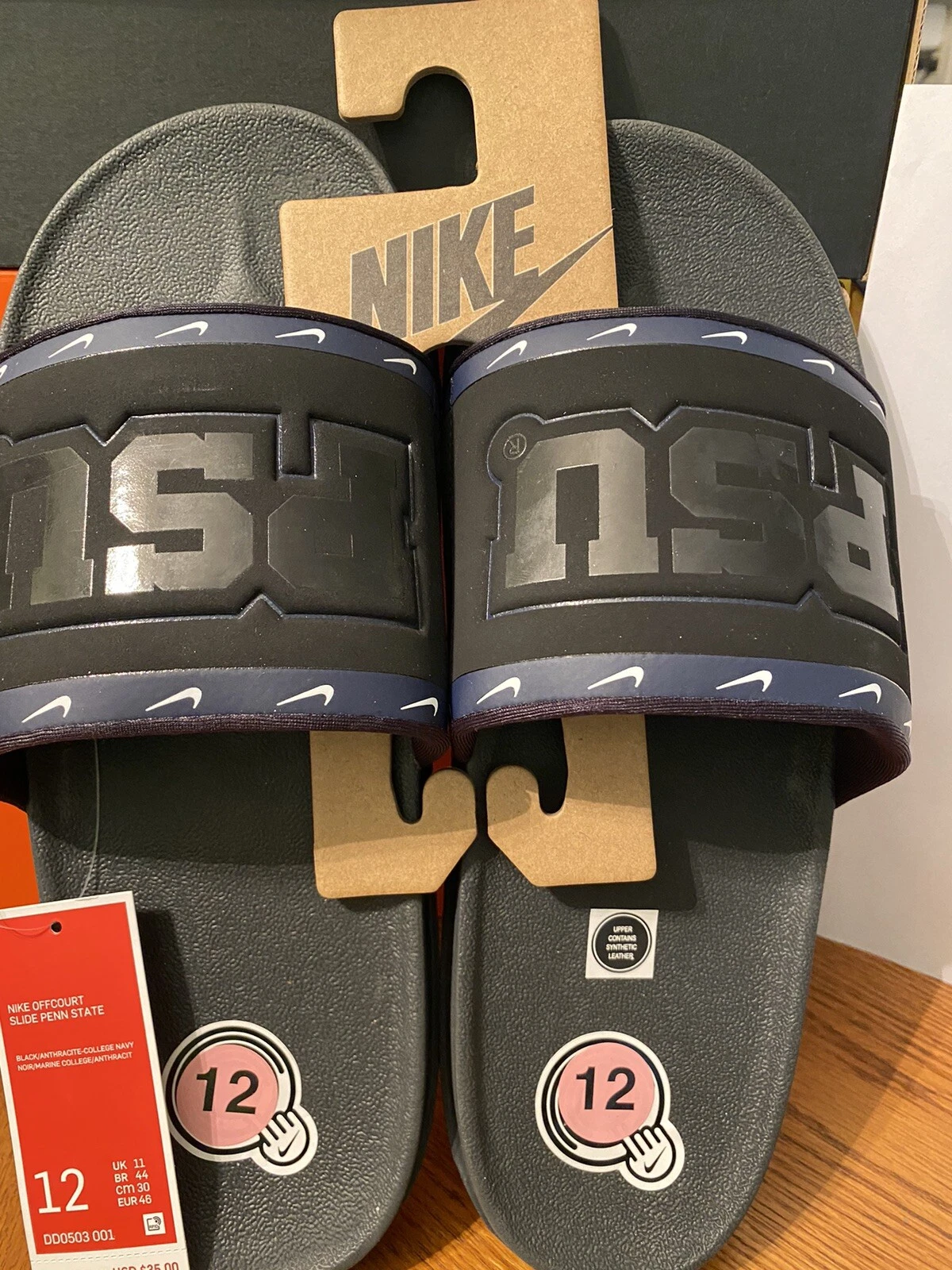 Nike Penn State Offcourt Slide nero blu sandalo slide uomo taglia 12 DD0503 001