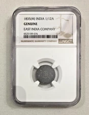 India 1/12 Anna 1835 East India Company NGC