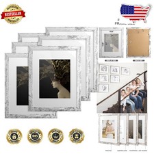 Rustic 11x14 Picture Frames Set of 6, Distressed White Wood Gallery Wall Display