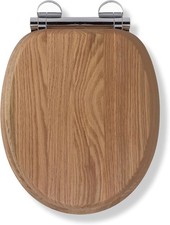 Croydex Rutland Flexi-Fix Soft Close Wooden Toilet Seat - Quick Release Button f