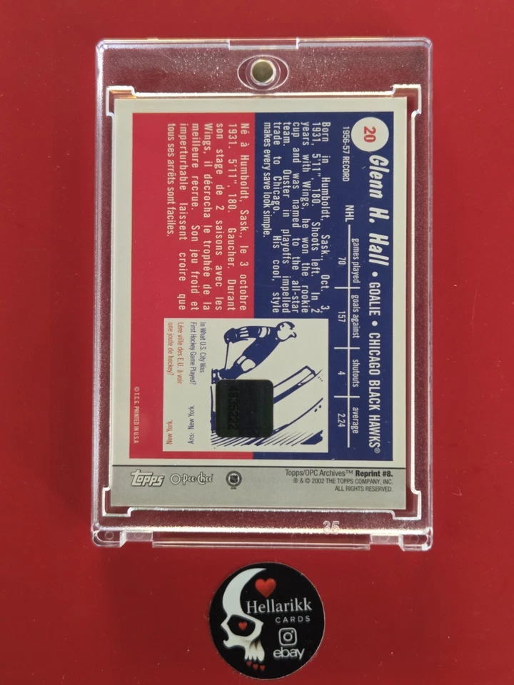 2001-02 Glenn Hall Topps Archives Auto #20 O-Pee-Chee Chicago Blackhawks  - Image 2 of 2