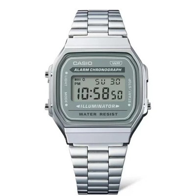 Casio Vintage Digital Illuminator Stahl Uhr A168WA-3AYES