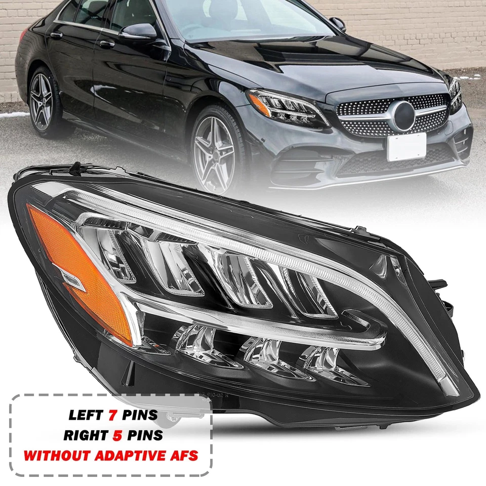 Faro derecho del pasajero para Mercedes Benz C300 C43 C63 AMG 2019-2021 LED Foto 3 de 4