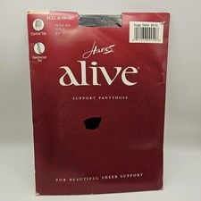 VTG Hanes Alive Full Support Control Top Reinforced Toe Pantyhose Size F Jet