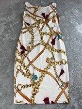 MAXI FALDAS Chain Print Sheath Dress Sleeveless White Gold Red Blue Size L