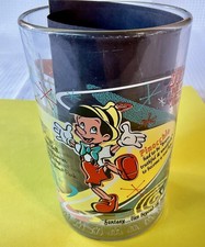 Vaso de vidrio retro Walt Disney Pinocho Tinker Bell 100 años de magia 16 OZ