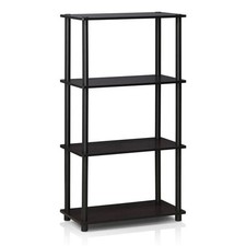 Furinno 99557DWN Turn-N-Tube 4-Tier Multipurpose Shelf Display Rack  Dark Walnut