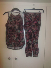 lululemon black multi coloured 2 piece gym set uk s