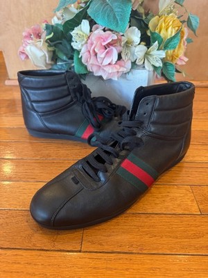 Gucci Leather Web High 'Black' WEB 429475 HIGH TOP SNEAKER SIZE 11