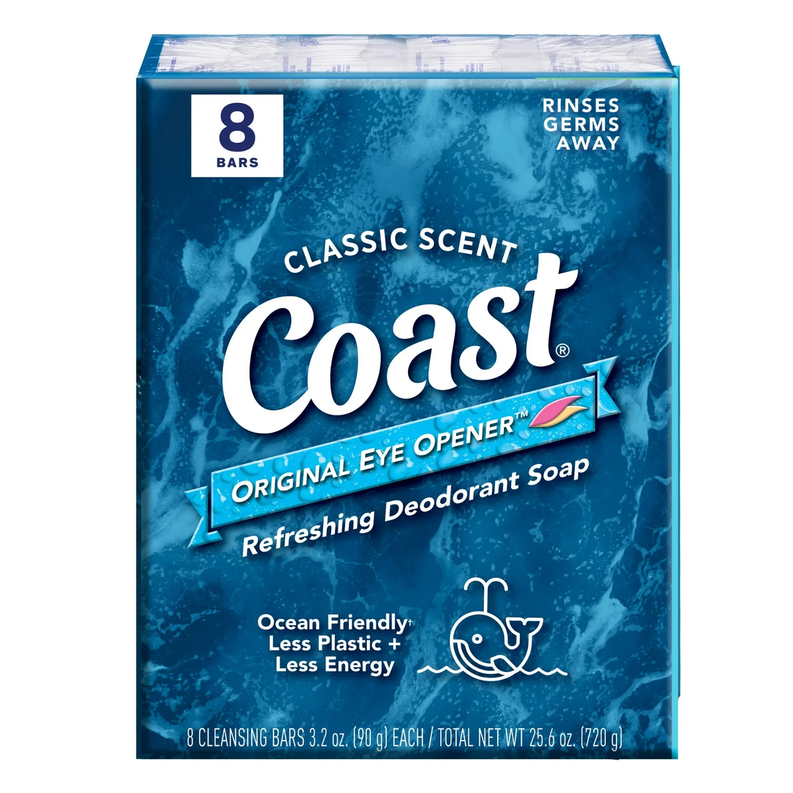 Coast Refreshing Deodorant Bar Soap, for All Skin Types, Classic Scent, 3.2 oz,