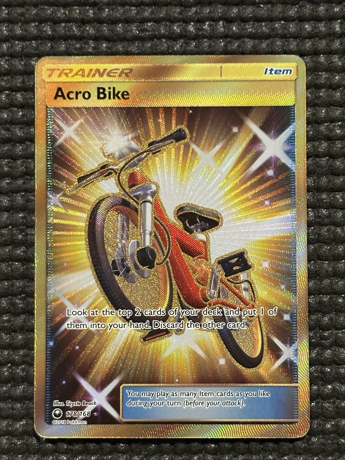 Pokemon Acro Bike 178/168 Celestial Storm Gold Secret Rare Full Art Holo NM
