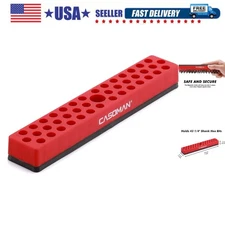 Red 1/4" Hex Bit Organizer - 43 Hole Magnetic Base for Ultimate Tool Efficiency