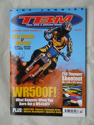 TBM Trail Bike & Enduro Magazine   March 2003 (Issue 91)   Excellent Condition