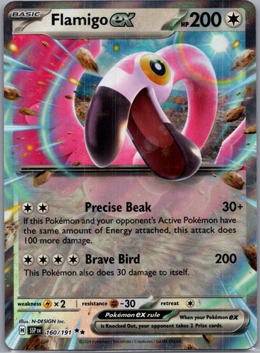 Flamigo ex 160/191 Double Rare Surging Sparks Pokemon Holo Near Mint