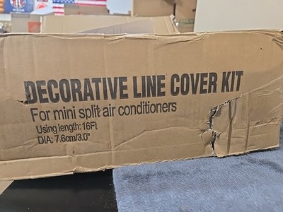 Mini Split Decorative Line Set Cover Kit 16 Ft - 3 In Open Box, White Line Cover