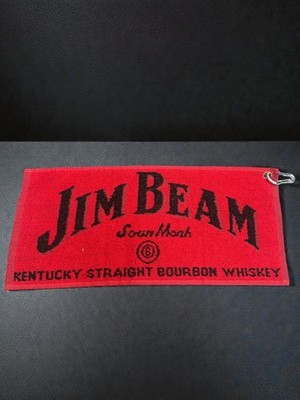 Upcycling Jim Beam Golf Handtuch - rot und schwarz