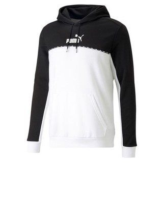  Puma Essential Block x TAPE Fleece Hoodie Herren Hoodie Weiß Schwarz 