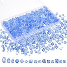 1200 Pcs Glass Beads Assorted Crystal Beads with Container Box Light Blue