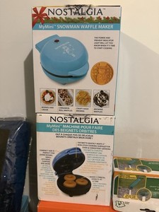 Nostalgia Mini Orbital Donut Maker New Sealed Plus Mini Snowman Waffle Maker New