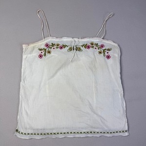 Abercrombie Fitch Vtg Sz M White Floral Embroidered Sheer Camisole BohoY2k Tank