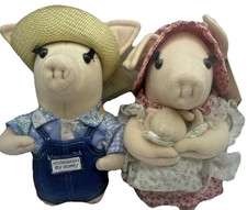 Vintage Russ Personality Piggs Felted Elmer Pig Doll Set w/ Tags 1984