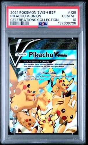 2021 POKEMON SWSH BLACK STAR PROMO CELEBRATIONS COLL #139 PIKACHU V-UNION PSA 10