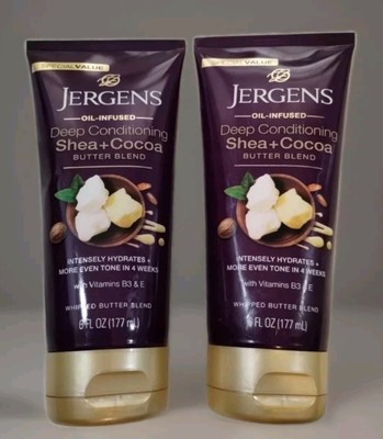 (2) NEW Jergens Shea + Cocoa Butter Blend Body Lotion Deep Conditioning 6 oz