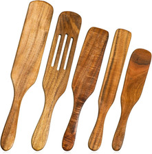 5 PCS Wooden Spatula for Cooking Set, Non-stick Wooden Spatula for Cookings S...