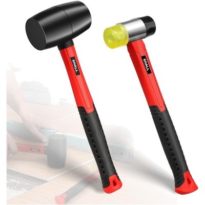 Gummihammer Set 2-teilig inklusive doppelseitiger Gummi- und PVC-Kopf stoßfes...