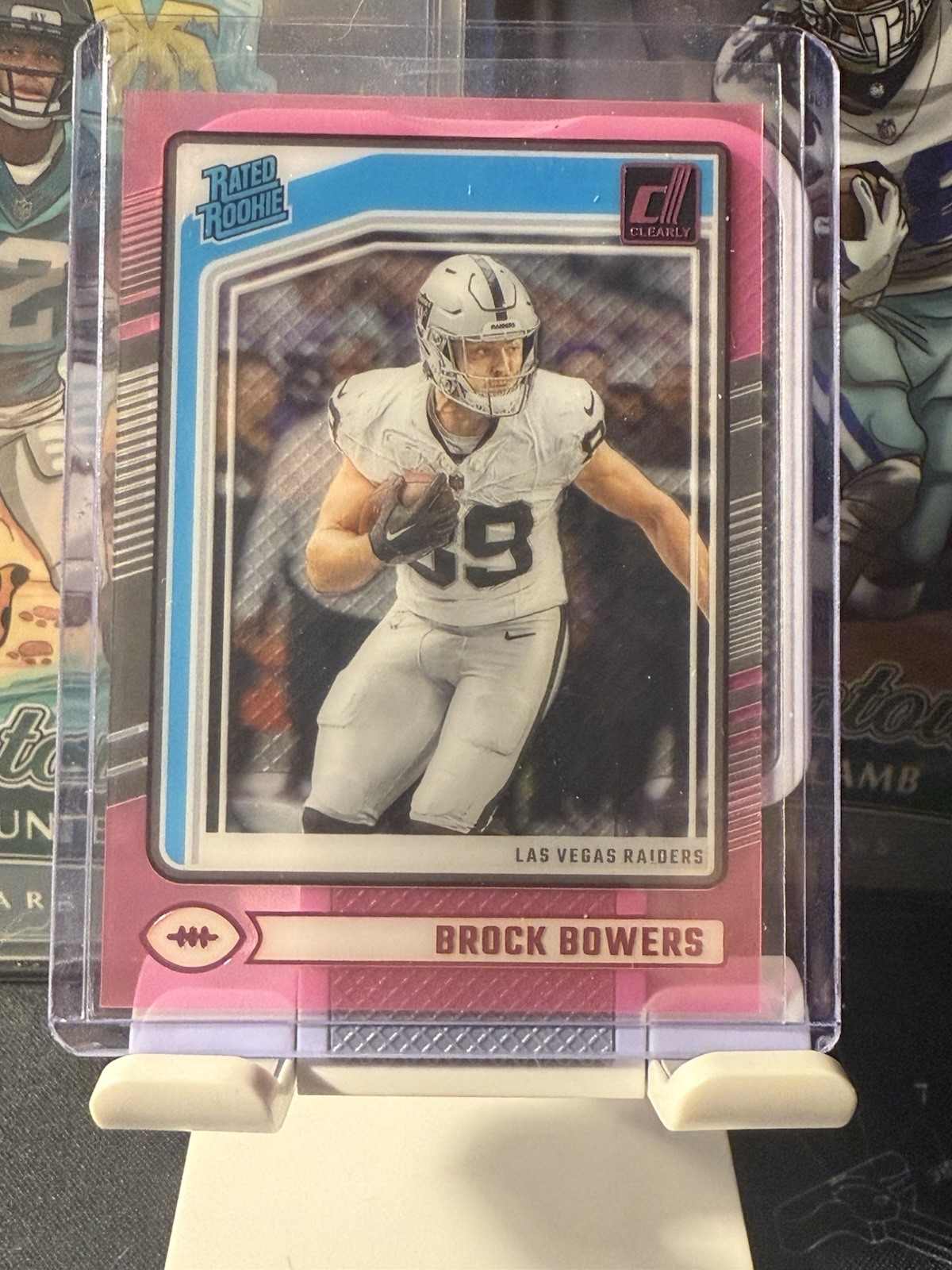 2024 Panini Clearly Donruss - Rated Rookie Brock Bowers #57 Pink (RC)