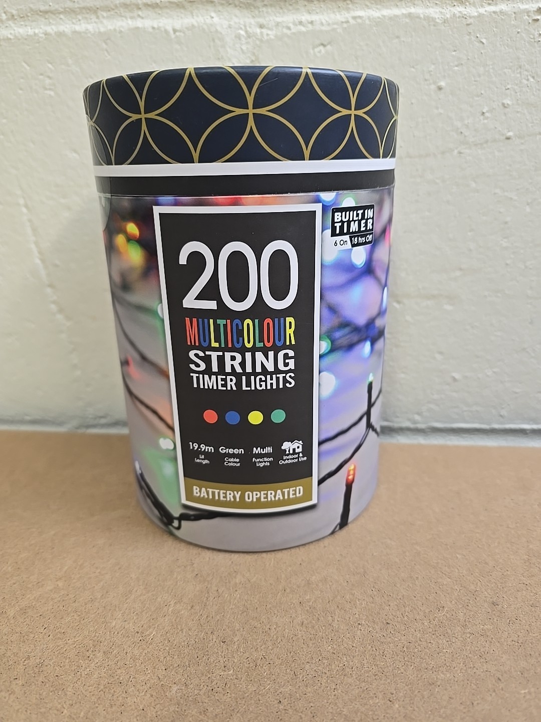 Festive 200 Battery Operated Timer String Christmas Lights - Multicolour
