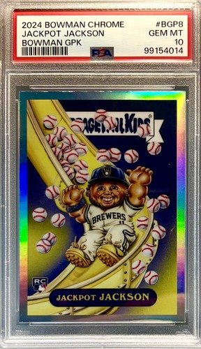 2024 BOWMAN CHROME MILWAUKEE BREWERS JACKSON CHOURIO RC GARBAGE PAIL KIDS PSA 10