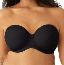 Wacoal 36C Red Carpet Full Figure Underwire Strapless Bra 854119 Black Padded