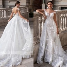 Elegant Wedding Dresses Detachable Train Appliques Lace Sweetheart Bridal Gowns