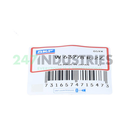 W637/8R-2Z SKF 8 x 12 x 3,5 mm DEEP GR. BALL SINGLE ROW, SS