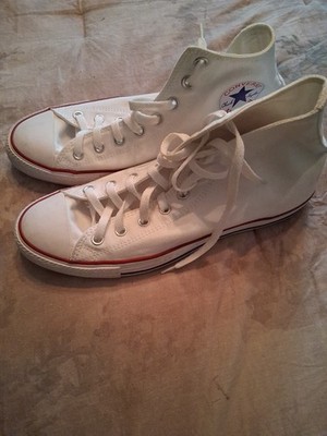 CONVERSE Chuck Taylor All   White Hi Top Canv Sneakers Men 10 Women 12.
