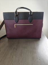 Burgundy Black Colorblock Satchel Top Handle Zip Detachable Crossbody Strap