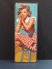 LAMINATED BOOKMARK - 1950'S PAINTING OF A GIRL  - 15 x 5cm  ......BM535