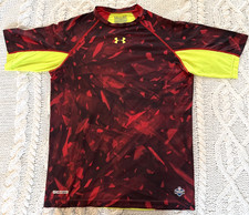 Under Armour NFL Combine Authentic Fitted Shirt Mens L Red/Black/Yellow HeatGear