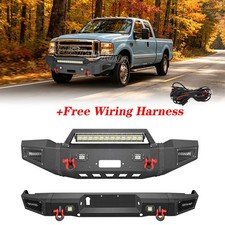 Steel Front Rear Bumper Guard For 1999-2004 Ford F250 F350 Super Duty W Lights