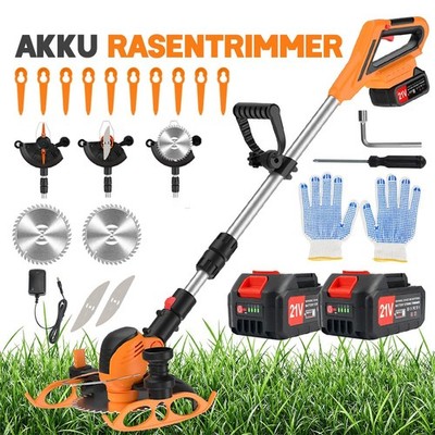 Bedee Akku Rasentrimmer Elektro Freischneider Motorsense mit 2Akku und Ladegerät