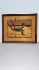 Nelson HUDSON RIVER INLAY LOON / BIRD - WOOD MARQUETRY Picture 13 X 16 Signed