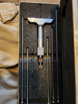 Starrett Depth Micrometer Set 0-6 in Mechanical w/ Extension Rods Case (4pc)