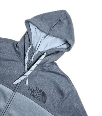 The North Face Mens Grey Full Zip Hoodie Logo Sleeve Graphic Size S