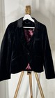 Stylish Black Velvet ShortJacket Blazer Uk10 Lightweight 4/4 Sleeve