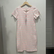 NWT Joules Riviera T-Shirt Jersey Cotton Dress SZ 4 Striped Pink Logo Hare READ