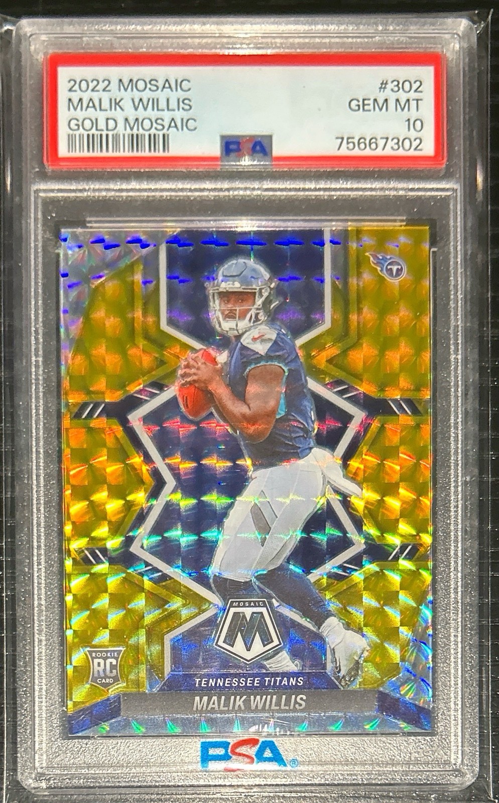 2022 Panini Mosaic - Rookies Malik Willis #302 Gold Mosaic Prizm /10 (RC)