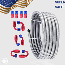 New 6an Fuel Line Kit 20ft 38 Braided Nylon Stainless Steel 10pcs Fittings
