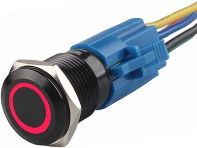12V 5A 19mm Red LED Angel Eye Latching Toggle Switch with Black Met Color: Red