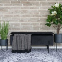 Elegante Bank Nizza Mit Stauraum - Ca. 95Cm - Schwarzer Samt